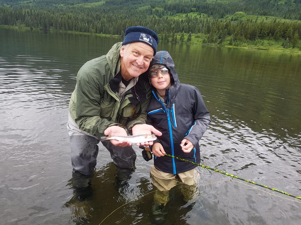 Hi folks, beautiful day on the water at Spatsizi with my little mate.