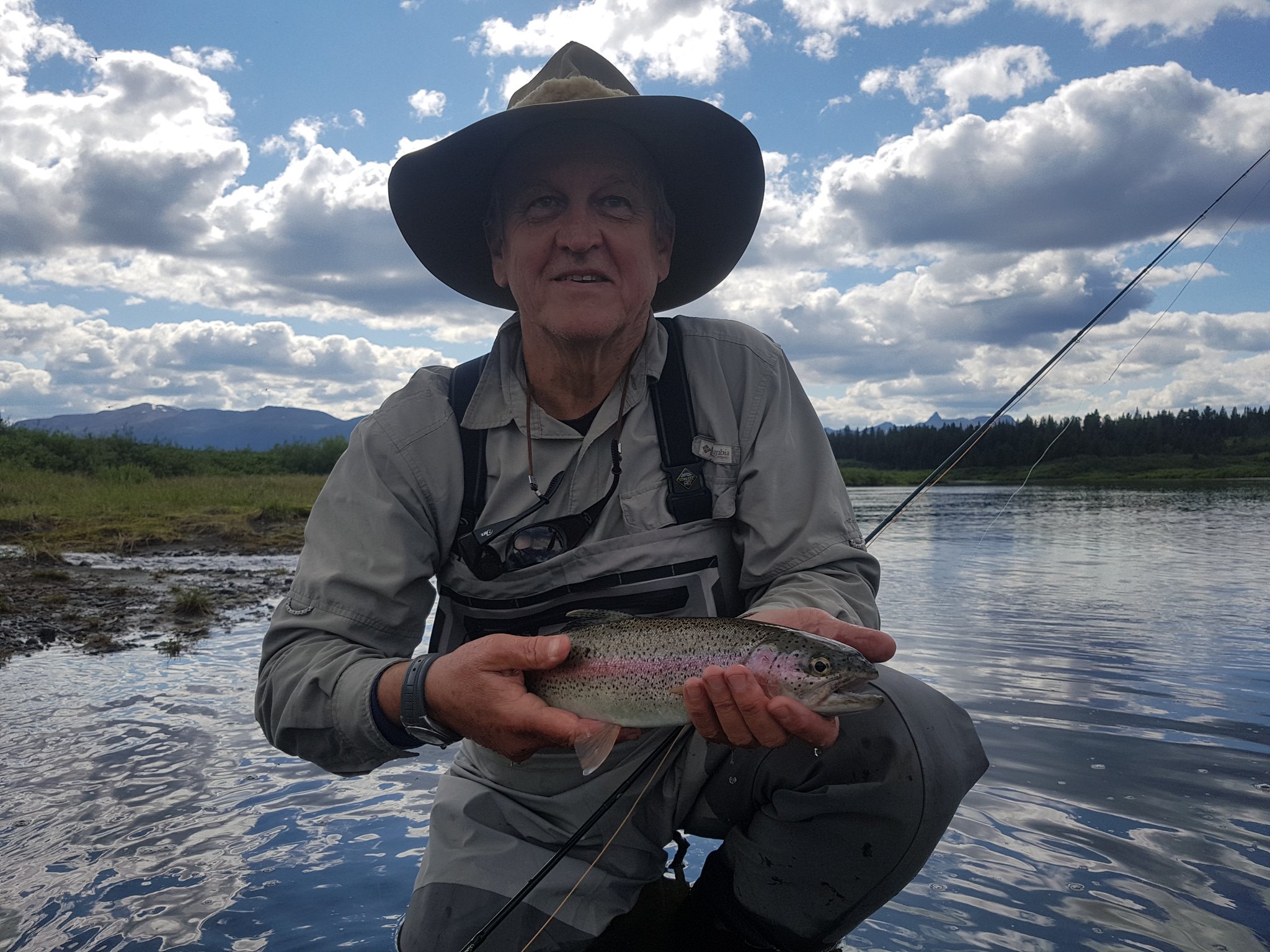 Yours truly engaged in eco-tourism research on the Firesteel River Spatsizi today.