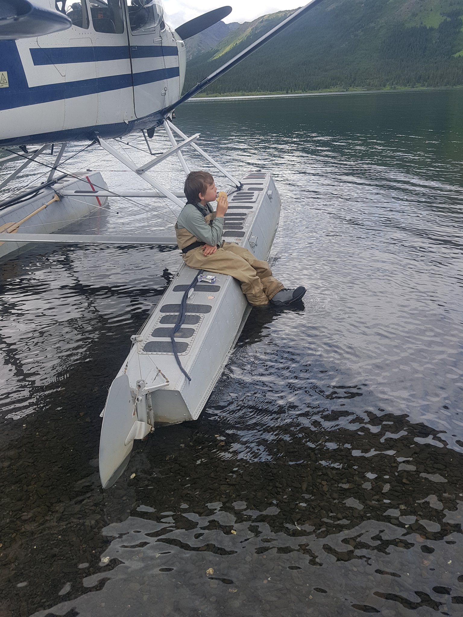 Son James wondering how the Bald Eagle enjoyed what should have been his lunch today.